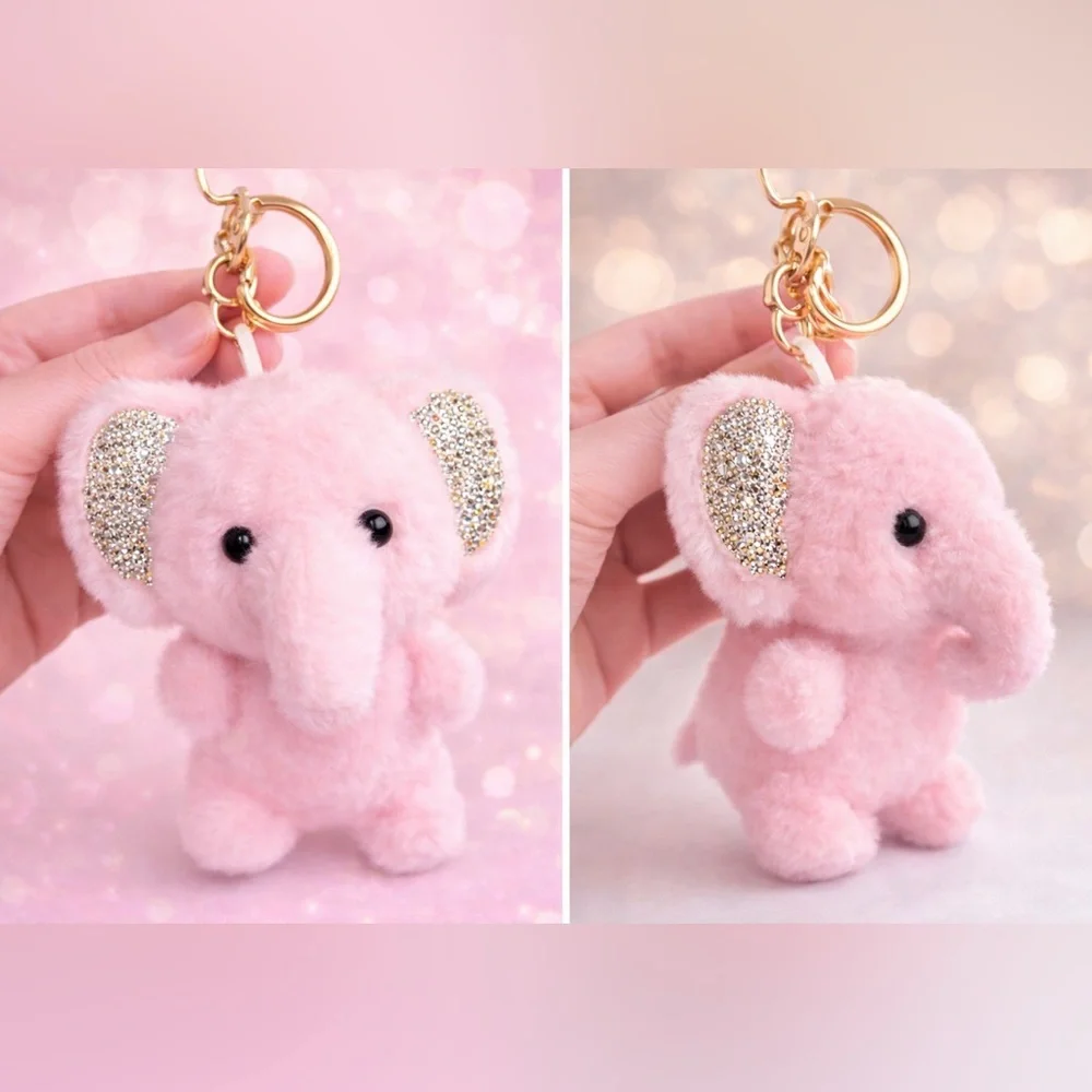 Rare Natasha Couture Pink Elephant Bag Chain & Keychain
